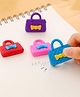 Paper Moon 3D Designer Cute Girl's Mini Purse Handbag Shape Rubber Pencil Erasers Set of 4 - Random Design