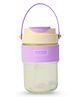 Paper Moon Snap Lock Silicone Sleeve Glass Sipper Bottle with in-built Straw and Carry along Handle, 1pc, 500ml  - Color May Vary