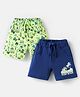 Doodle Poodle 100% Cotton Knit Knee Length Shorts With Tropical Theme Print Pack Of 2 - Navy Blue & Light Green