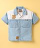 Little Kangaroos Denim Woven Half Sleeves Cut & Sew Shirt - Light Blue