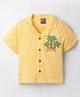Little Kangaroos Cotton Woven Half Sleeves Shirt with Beach Theme Embroidered - Yellow