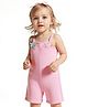 Little Kangaroos Cotton Woven Sleeveless Solid Color Jumpsuit with Star Fish Applique - Pink