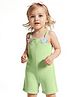 Little Kangaroos Cotton Woven Sleeveless Solid Color Jumpsuit with Star Fish Applique - Limegreen