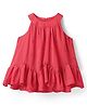 Little Kangaroos Woven Sleeveless Frock With Bow Embroidery - Red