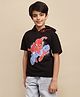 Kidsville Cotton Marvel Featuring Half Sleeves Spiderman Printed Hooded Tee - Black