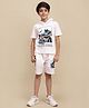 Kidsville Cotton DC Comics Featuring Half Sleeves Batman Printed Hooded Tee & Shorts Set - Off White