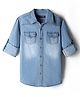 Pine Kids Denim Woven Full Sleeves Washed Shirt - Light Blue
