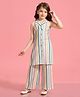 MASTARANG Cotton Sleeveless Striped Coordinating Kurta Pant Set - Multi Colour
