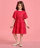 MASTARANG Half Frill Sleeves Solid Tiered Dress - Hot Pink