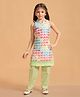 MASTARANG Cotton Sleeveless Hearts Printed Schiffli Embroidered & Lace Detailed Kurta Pant Set - Green