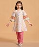 MASTARANG Cotton Three Fourth Bell Sleeves Floral Printed Schiffli Embroidered & Lace Detailed Kurta Pant Set - Pink