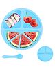 FunBlast Silicone Suction Plate with 3 Compartments and 1 Spoon  Blue