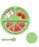 FunBlast Silicone Suction Plate with 3 Compartments and 1 Spoon  Green