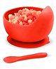 FunBlast Silicone Suction Bowl with Spoon Set for Toddlers  Red