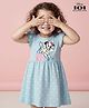 Babyhug Disney Single Jersey Knit Half Sleeves Frock With 101 Dalmatian Graphics And Frill Detailing - Light Blue