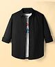 Pine Kids 100% Cotton Woven Full Sleeves Solid Colour Shirt With T-Shirt - Black