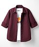 Pine Kids 100% Cotton Woven Full Sleeves Solid Colour Shirt With T-Shirt - Maroon