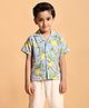 Greendeer 100% Cotton Half Sleeves Lemon & Floral Printed Shirt - Blue