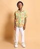 Greendeer 100% Cotton Half Sleeves Fruits Printed Shirt & Pant Set - Multi Colour & White