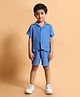Greendeer 100% Cotton Half Sleeves Solid Shirt With Coordinating Shorts Set - Blue