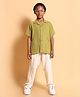 Greendeer 100% Cotton Half Sleeves Solid Shirt & Pant Set - Green & Beige