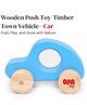 OpaToys Premium Wooden Push & Pull Toy  Timber Town Racing Vehicle Blue Car - Eco-Friendly Fun for Little Racers