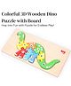 Opatoys Wooden Block Puzzle - Colorful 3D Dino Puzzle (10-Piece Set) for 2+ Years Kids (Multicolor)