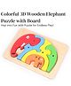 OPA Toys Wooden Block Puzzle - Colorful 3D Elephant Family Puzzle (5-Piece Set) for 2+ Years Kids (Multicolor)