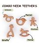 OPA Toys Natural Wooden Neem Teethers Set (Pack of 5) -Unicorn, Parrot, Human, Giraffe & Horse )
