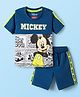 Babyhug Disney Single Jersey Knit Half Sleeves T-Shirt & Shorts Set With Mickey Mouse Graphics - Navy Blue