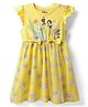 Babyhug Disney Single Jersey Knit Frill Sleeves Frock With Disney Princess Graphics & Bow Applique - Yellow