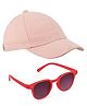 DukieKooky Solid Baseball Cap & Sunglasses - Pink-  Diameter 51 Cms