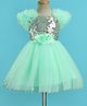 Mark & Mia Woven Sleeveless Party Dress with Ruffles Sequin & Floral Corsage - Mint