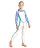Little Surprise Box Full Raglan Sleeves Abstract Printed Legged Swimsuit - Lilac