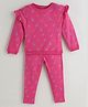One Friday Cotton Knit Full Sleeves Animals Printed Coordinating Top & Pajama Set - Pink
