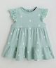 One Friday Cotton Cap Sleeves Schiffli Embroidered Floral Printed Dress - Mint