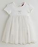 One Friday Cotton Half Sleeves Unicorn Foil Printed Frock Style Onesie - Off White