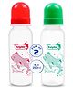 Baby Dolphin Plastic Feeding Bottle ,BPA Free, Anti-Colic - 250ml, Red & Green (Pack of 2)