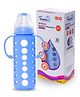 Baby Dolphin Anti-Colic Borosilicate Glass Handle Feeding Bottle with Sleeve, BPA Free, with Detachable Handle- 250ml, Blue