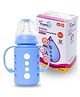 Baby Dolphin Anti-Colic Borosilicate Glass Handle Feeding Bottle with Sleeve, BPA Free, with Detachable Handle- 125ml, Blue