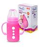 Baby Dolphin Anti-Colic Borosilicate Glass Handle Feeding Bottle with Sleeve, BPA Free, with Detachable Handle- 125ml, Pink