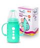 Baby Dolphin Anti-Colic Borosilicate Glass Handle Feeding Bottle with Sleeve, BPA Free, with Detachable Handle- 125ml, Green