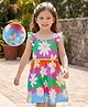 Hola Bonita Knit Sleeveless Frock & Belt With Floral Print - Purple
