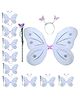 Kaku Fancy Dresses White Butterfly Wings with Hairband and Wand Stick For Kids - White