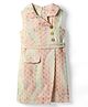 melon Cotton Woven Sleeveless Wrap Around Frock With Embroidery & Belt - Light Green