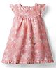 melon Cotton Woven Sleeveless Abstract Printed Frock With Frill Detailing - Light Red