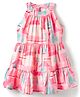 melon Cotton Woven Sleeveless Halter Neck Printed Frock - Peach
