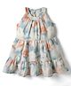 melon Cotton Woven Sleeveless Halter Neck Frock With Tie & Dye Print - Rust