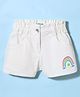 UCB Cotton  Woven Knee Length Shorts With Rainbow Print - White