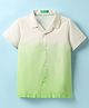 UCB Cotton Woven Half Sleeves Solid Colour Shirt - White & Green